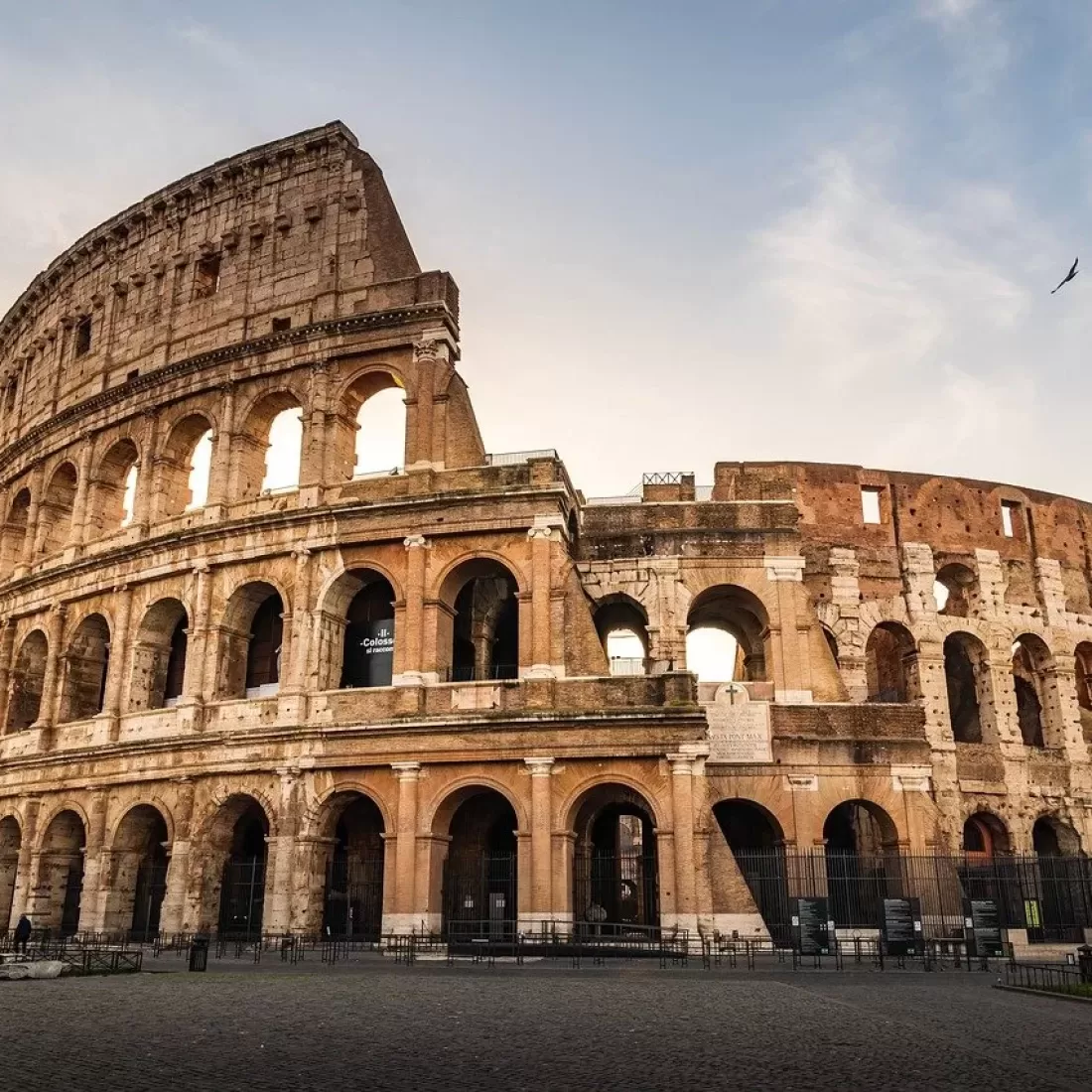 italy, rome, colosseum, sunset, ancient architecture, travel, roman arena, nature, tourists